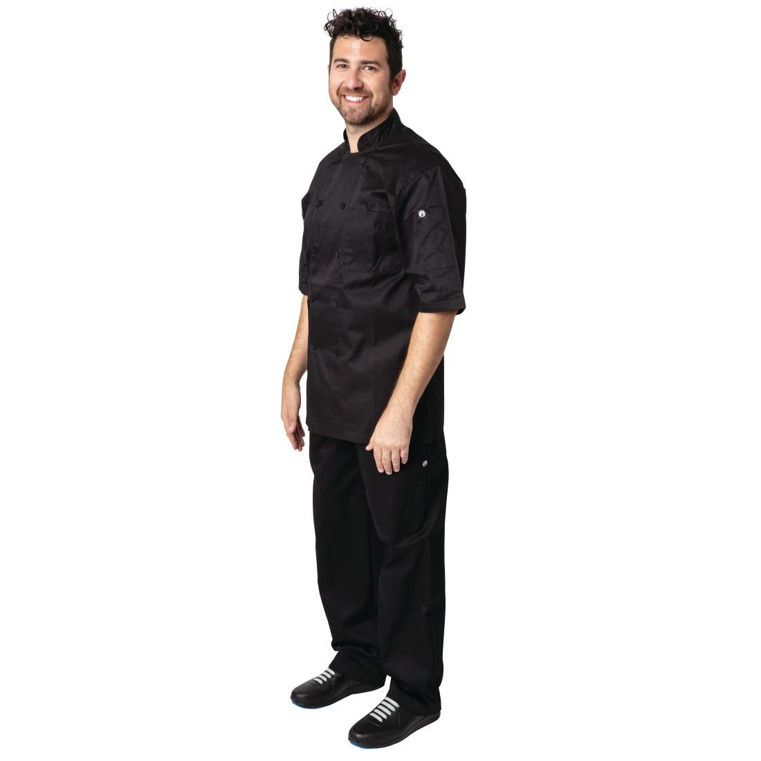 Chefs Works Montreal Cool Vent Unisex Short Sleeve Chefs Jacket Black XL - B054-XL Chef Works Chefs Jackets Chef Works   