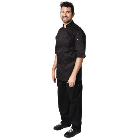 Chefs Works Montreal Cool Vent Unisex Short Sleeve Chefs Jacket Black XL - B054-XL Chef Works Chefs Jackets Chef Works   