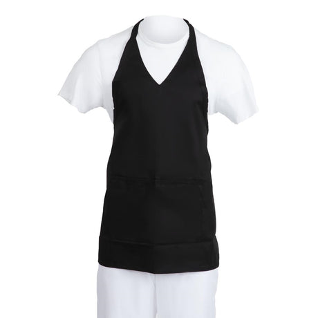 Whites V Neck Service Apron Black - B128  Whites Chefs Clothing   