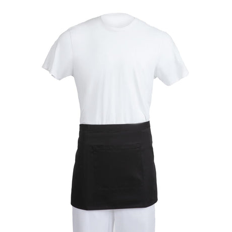 Whites Short Bistro Apron Black - B131 Aprons Whites Chefs Clothing