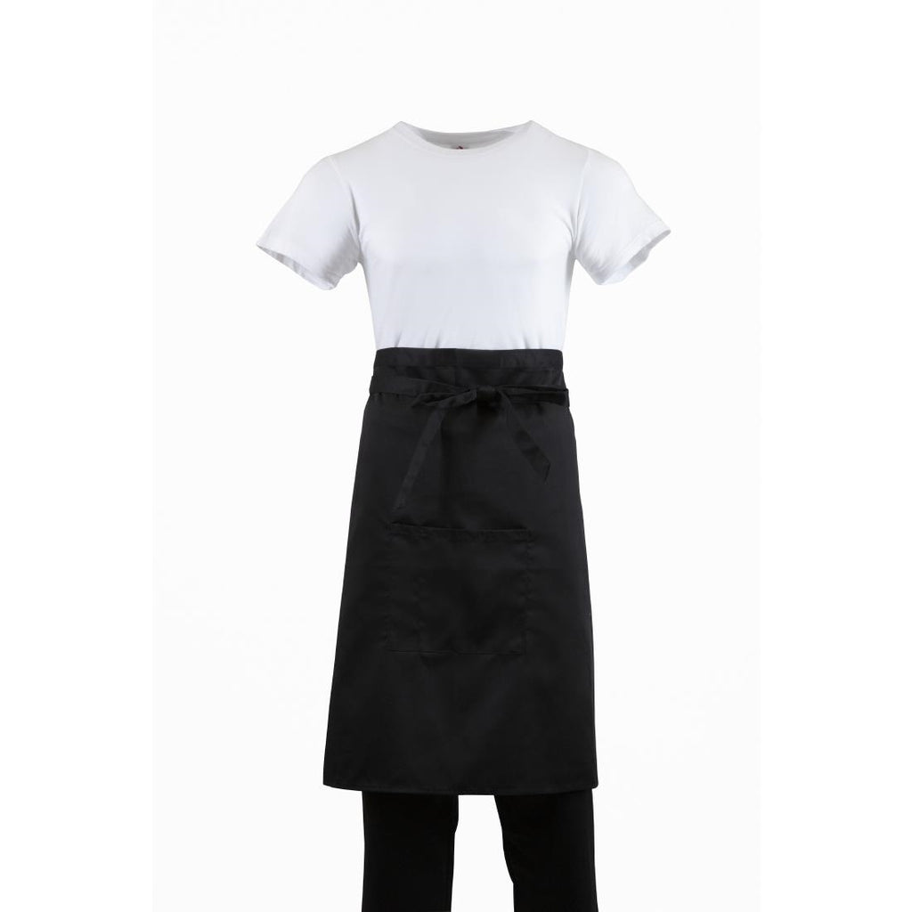 Regular Bistro Apron Black With Pocket - B133 Aprons Whites Chefs Clothing