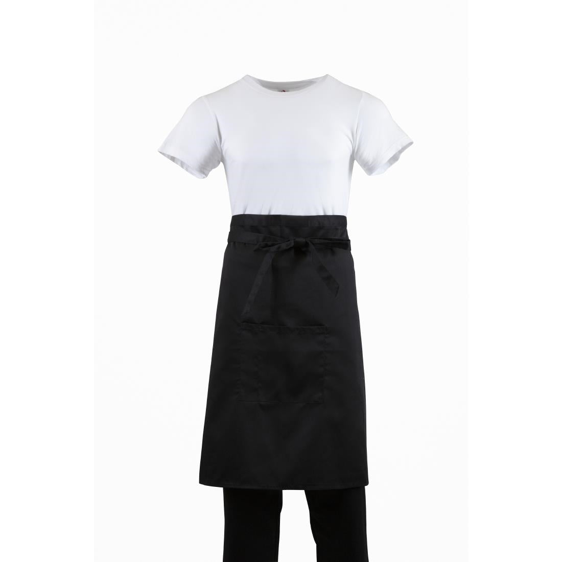 Regular Bistro Apron Black With Pocket - B133 Aprons Whites Chefs Clothing