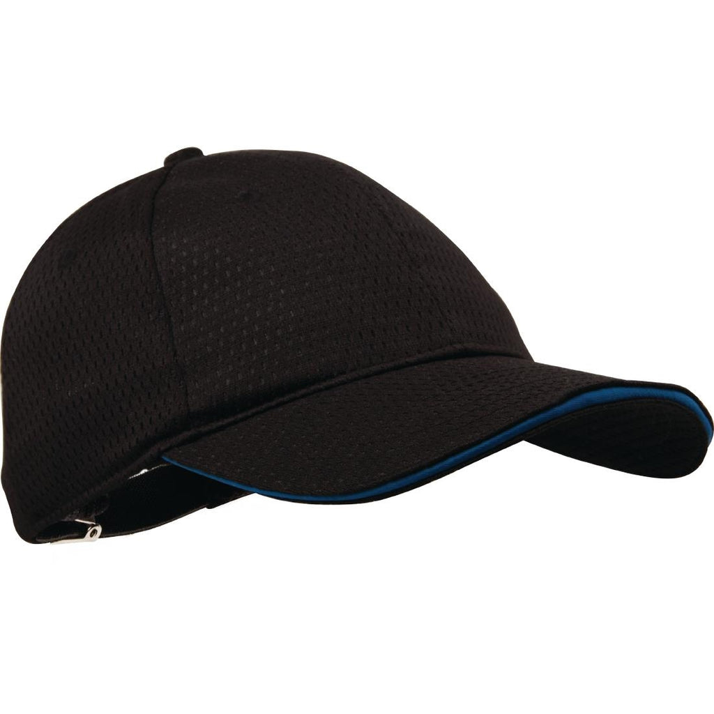 Chef Works Cool Vent Baseball Cap Black with Blue - B171 Chef Caps Chef Works   