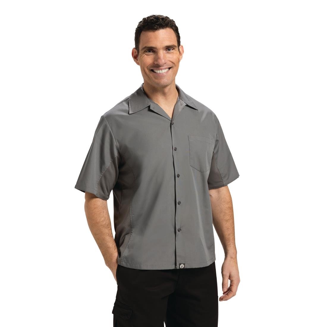 Chef Works Unisex Cool Vent Chefs Shirt Grey S - B179-S Chef Shirts Chef Works   
