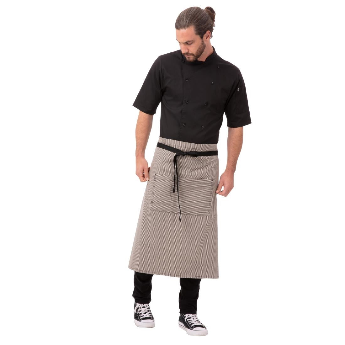 Chef Works Urban Portland Fine Stripe Bistro Apron Grey - B355 Aprons Chef Works Urban