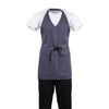 Whites V Neck Service Apron Charcoal - B422  Whites Chefs Clothing   