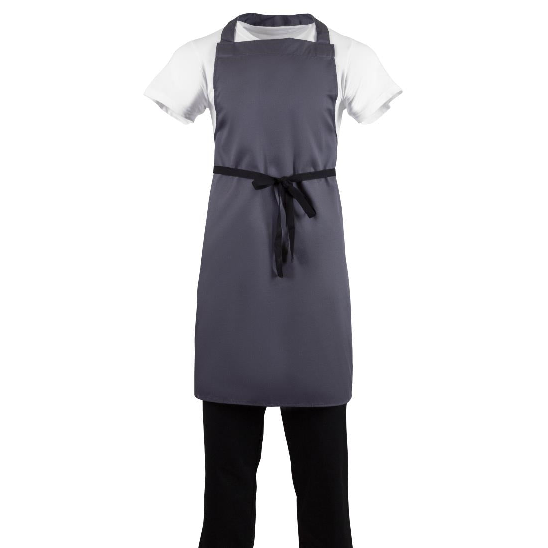 Whites Polycotton Bib Apron Charcoal - B426 Aprons Whites Chefs Clothing