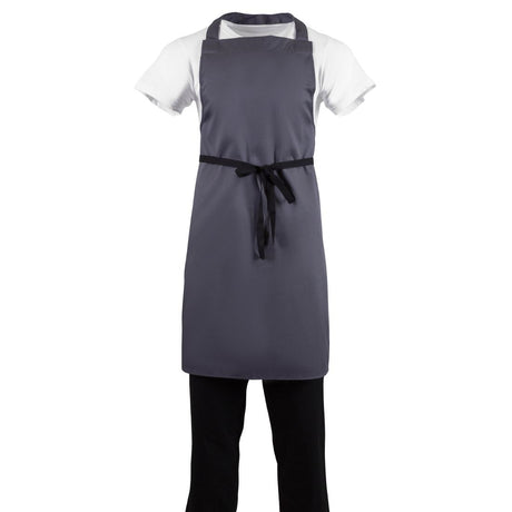 Whites Polycotton Bib Apron Charcoal - B426 Aprons Whites Chefs Clothing