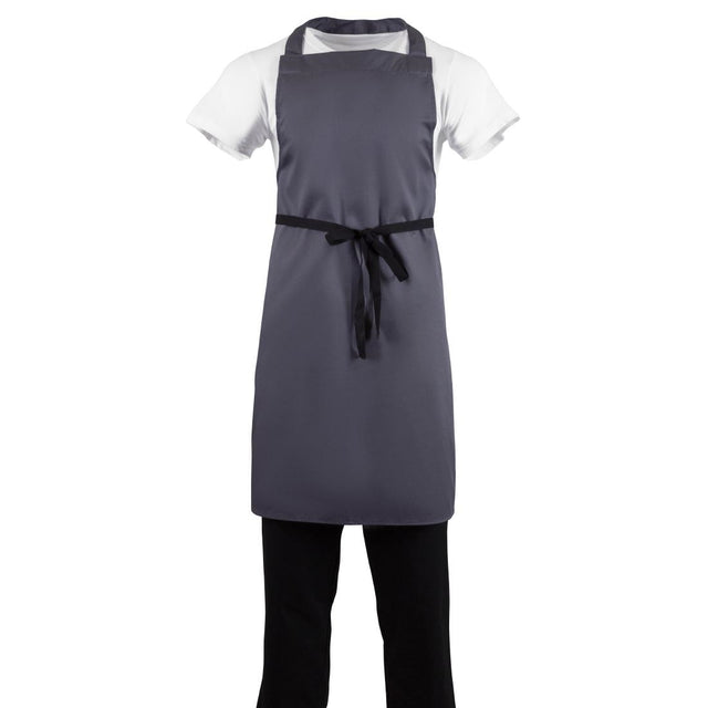 Whites Polycotton Bib Apron Charcoal - B426 Aprons Whites Chefs Clothing