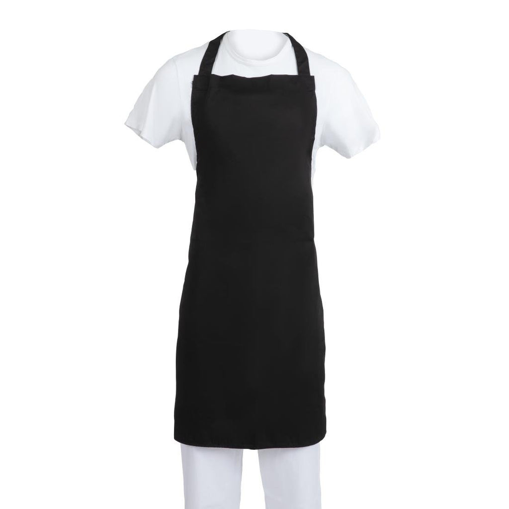 Whites Polycotton Bib Apron Black XL - B887 Aprons Whites Chefs Clothing