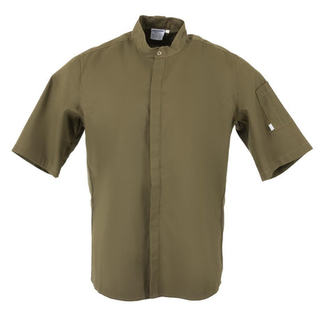 Southside Band Collar Chef Jacket Khaki Size L - BA001-L  Southside   