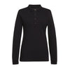 Brook Taverner Anna Womens Long Sleeve Polo Shirt Black Size L - BA009-L Polo Shirts Brook Taverner   