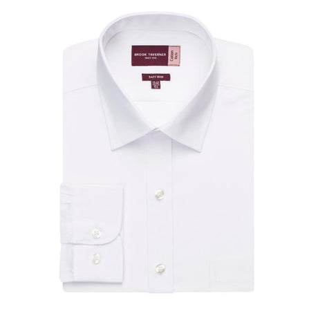 Brook Taverner Mens Rapino Long Sleeve Shirt White 17.5" - BA084-17.5 Dress Shirts Brook Taverner   