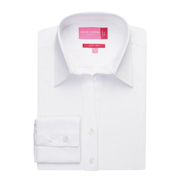 Brook Taverner Ladies Palena Long Sleeve Shirt White Size 8 - BA085-8 Dress Shirts Brook Taverner   