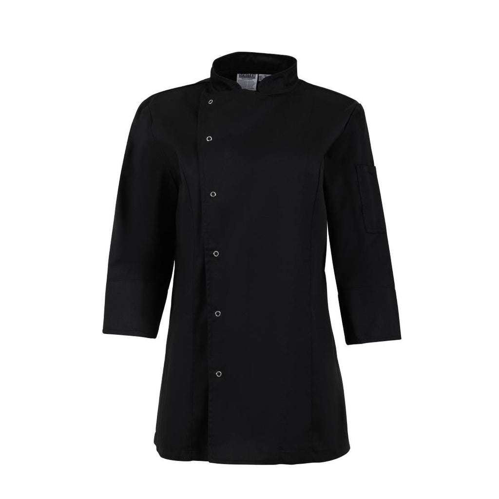 Whites Ladies Fitted Chef Jacket Black Size XS - BA110-XS Whites Chef Jackets and Tunics Whites Chefs Clothing   