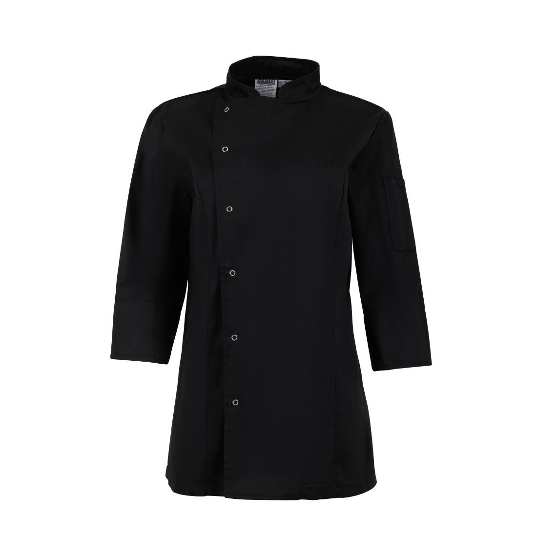 Whites Ladies Fitted Chef Jacket Black Size XS - BA110-XS Whites Chef Jackets and Tunics Whites Chefs Clothing   