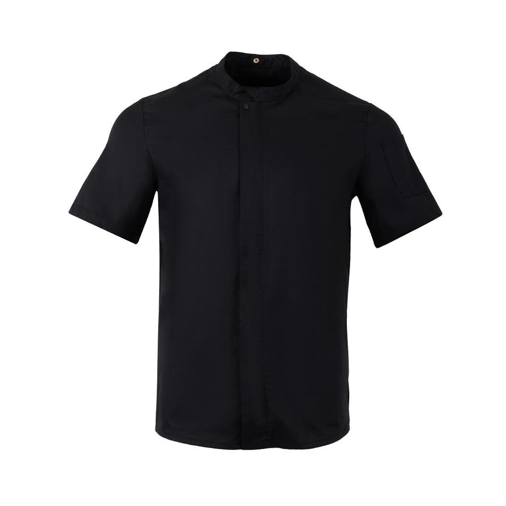 Southside Harlem Short Sleeve Chef Jacket Black Size M - BA115-M  Southside   