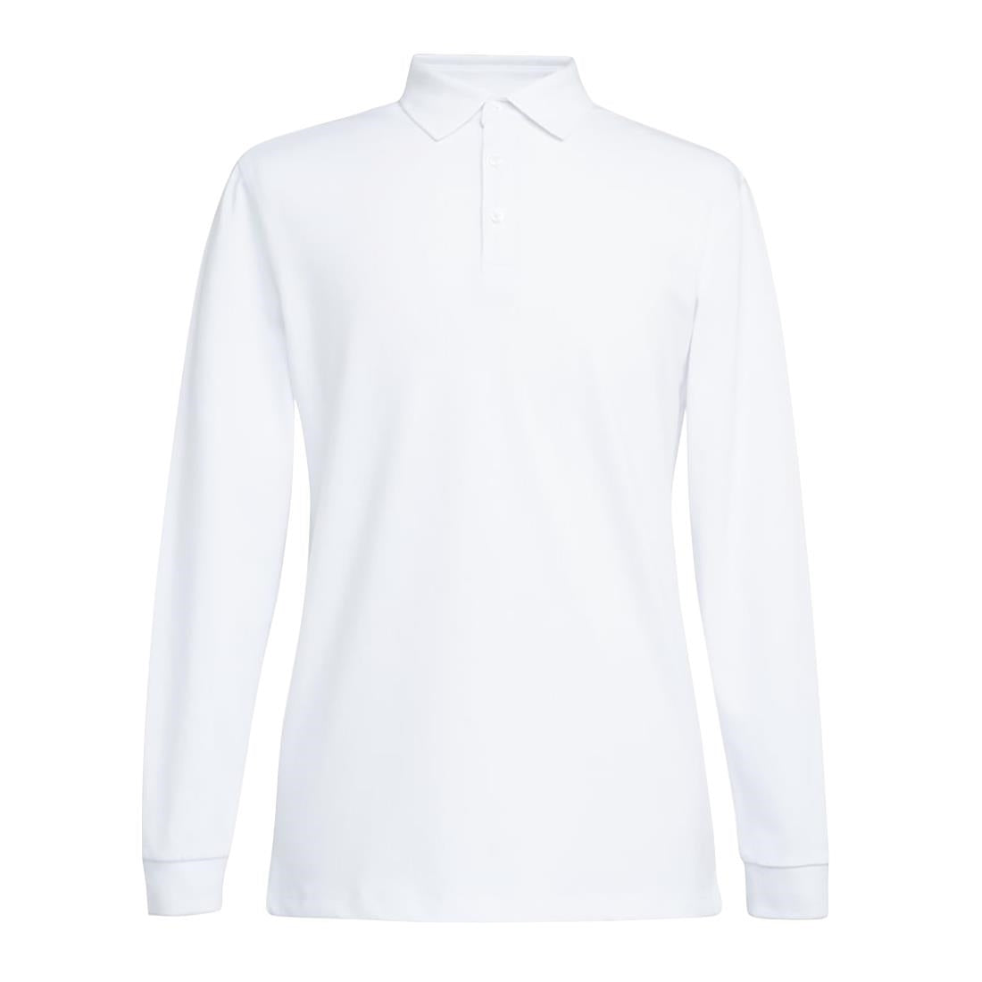 Brook Taverner Frederick Mens Long Sleeve Polo Shirt White Size L - BA140-L Polo Shirts Brook Taverner   