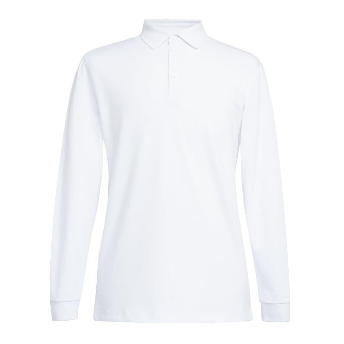 Brook Taverner Frederick Mens Long Sleeve Polo Shirt White Size M - BA140-M Polo Shirts Brook Taverner   