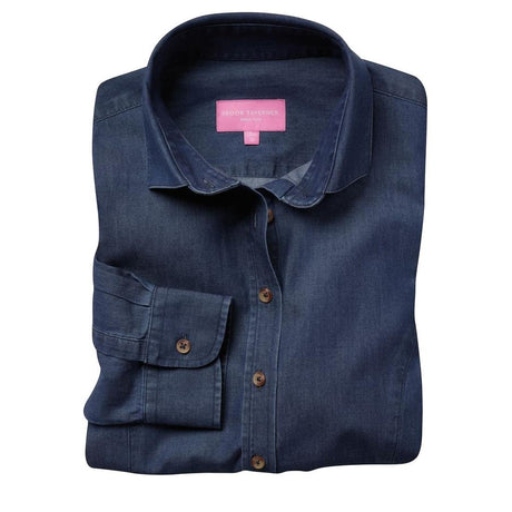 Brook Taverner Womens Banff Long Sleeve Chambray Shirt Navy Size 16 - BA144-16 Casual Shirts Brook Taverner   