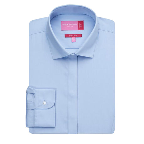 Brook Taverner Ladies Long Sleeve Palena Shirt Blue Size 10 - BA147-10 Dress Shirts Brook Taverner   