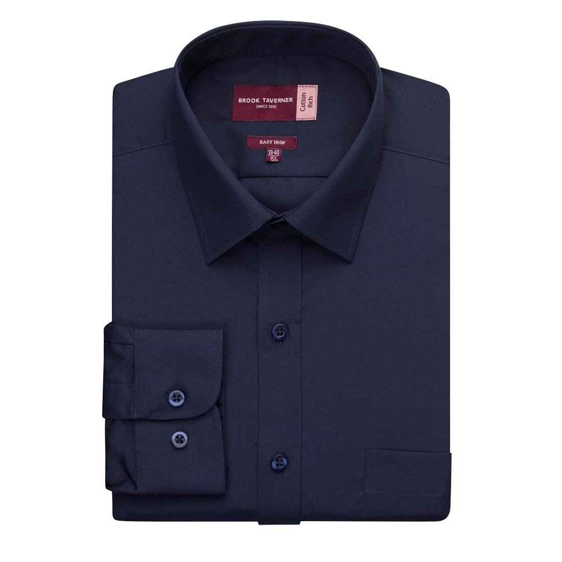Brook Taverner Mens Long Sleeve Rapino Shirt Navy 18" - BA148-18 Dress Shirts Brook Taverner   