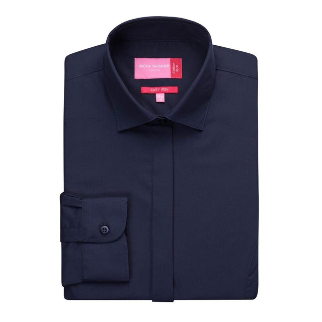 Brook Taverner Ladies Long Sleeve Parma Shirt Navy Size 18 - BA149-18 Dress Shirts Brook Taverner   