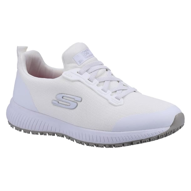 Skechers Womens Slip Resistant Squad Trainers White 37 - BA154-37 Skechers Shoes Skechers   