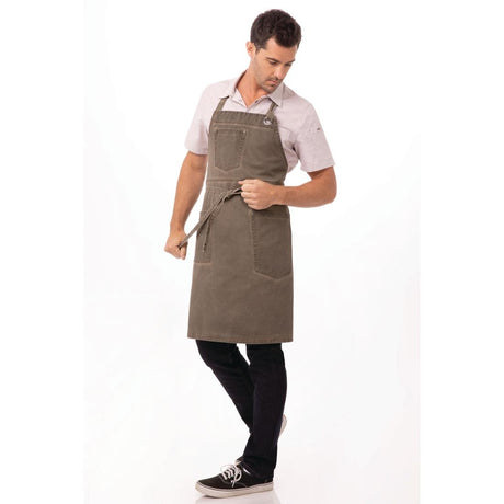 Chef Works Urban Dorset Antique Bib Apron Earth Brown - BB002 Aprons Chef Works Urban