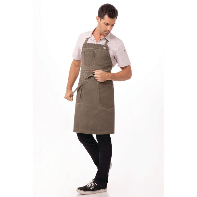 Chef Works Urban Dorset Antique Bib Apron Earth Brown - BB002 Aprons Chef Works Urban