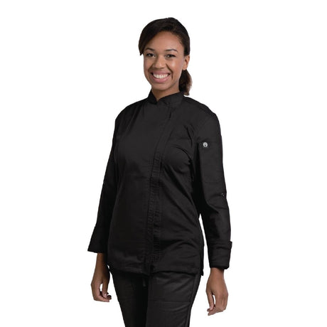 Chef Works Hartford Lightweight Zip Womens Chef Jacket Black XS - BB090-XS Chef Works Chefs Jackets Chef Works Urban   