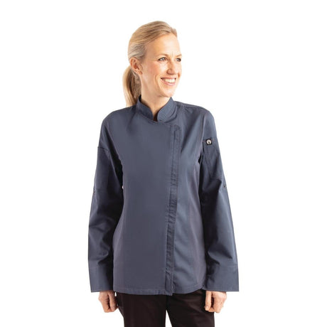 Chef Works Hartford Lightweight Zip Womens Chef Jacket Blue XL - BB091-XL Chef Works Chefs Jackets Chef Works Urban   