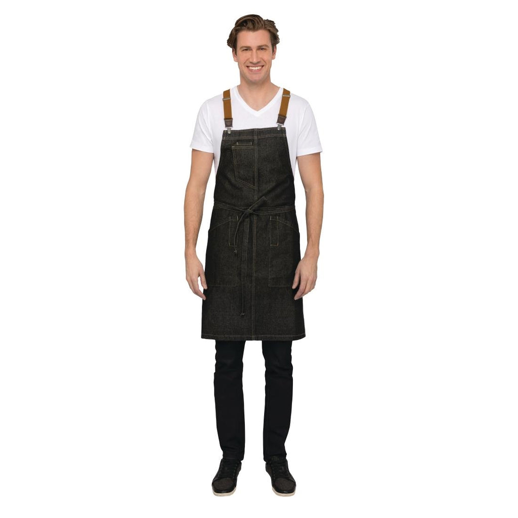 Chef Works Urban Berkeley Denim Brace Bib Apron Black - BB205 Aprons Chef Works Urban