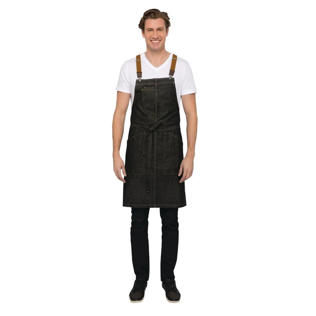 Chef Works Urban Berkeley Denim Brace Bib Apron Black - BB205 Aprons Chef Works Urban