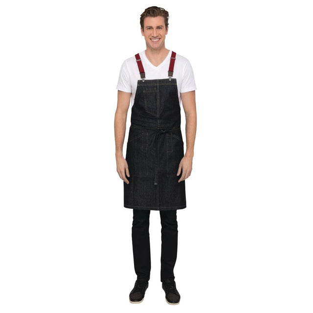 Chef Works Urban Berkeley Denim Brace Bib Apron Dark Indigo - BB206 Aprons Chef Works Urban