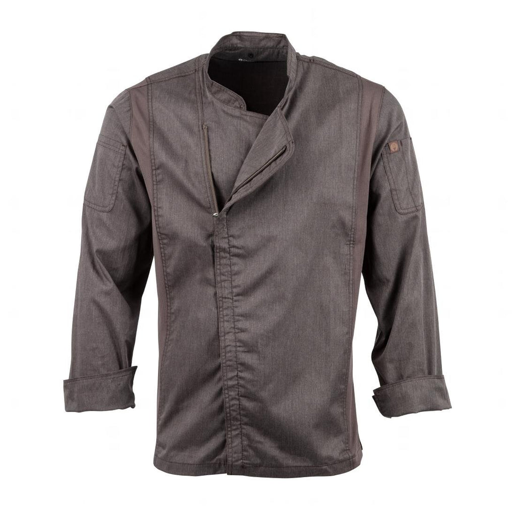 Chef Works Hartford Lightweight L/S Zipper Coat Graphite Size XS - BB263-XS Chef Works Chefs Jackets Chef Works Urban   