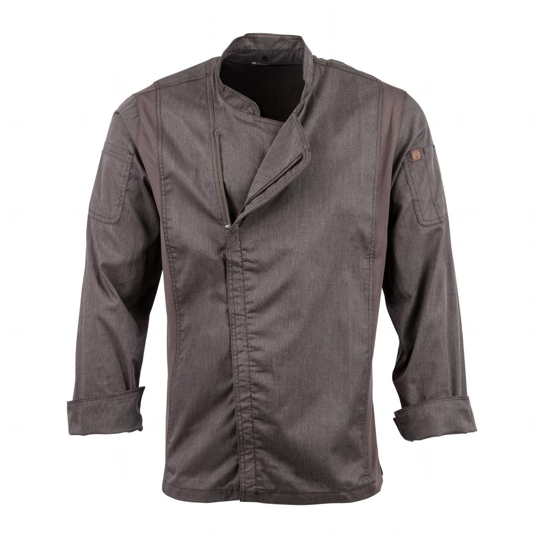 Chef Works Hartford Lightweight L/S Zipper Coat Graphite Size XS - BB263-XS Chef Works Chefs Jackets Chef Works Urban   
