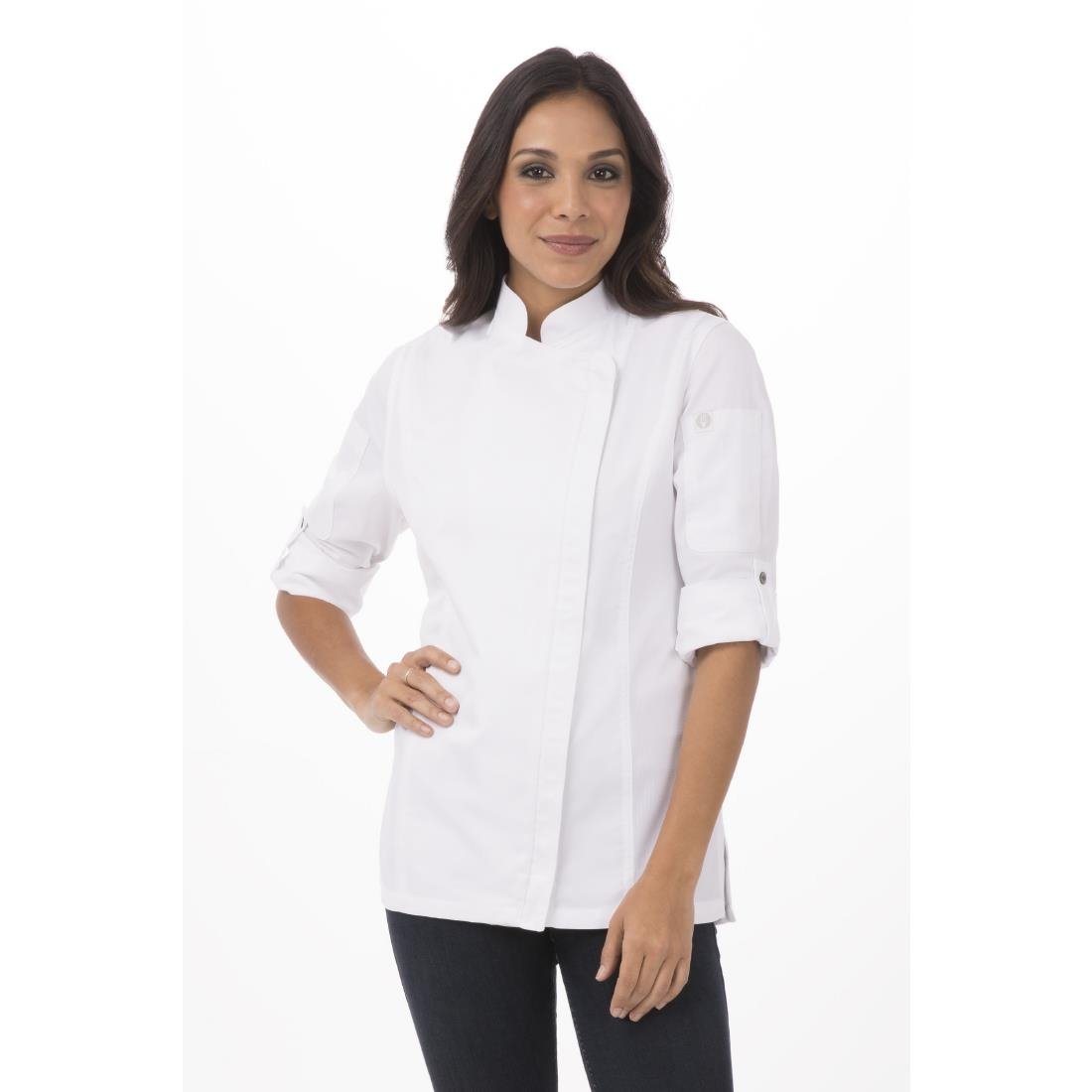 Chef Works Urban Womens Hartford Lightweight L/S Zipper Coat White - Size L - BB271-L Chef Works Chefs Jackets Chef Works Urban   