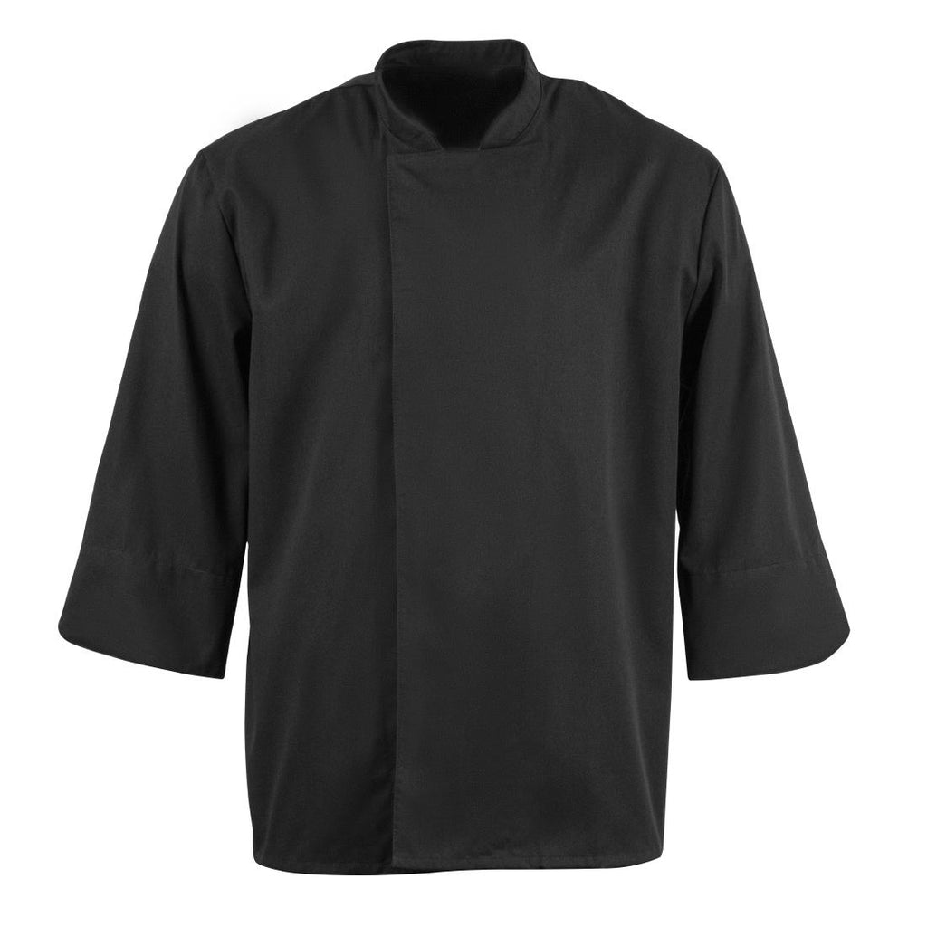 Whites Unisex Atlanta Chef Jacket Black Teflon Size M - BB577-M Whites Chef Jackets and Tunics Whites Chefs Clothing   