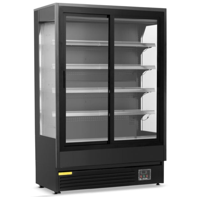 Blizzard 1.3m Multi Deck With Glass Doors Merchandiser Chiller | BTD130BKGDV2 Upright Double Glass Door Chillers Blizzard