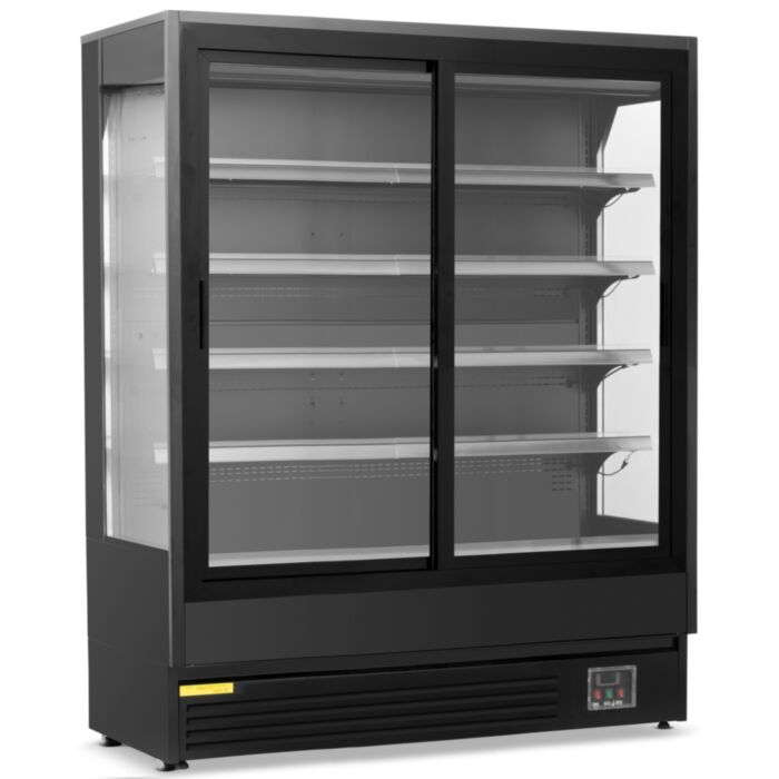 Blizzard 1.5m Multi Deck With Sliding Glass Doors Merchandiser Chiller | BTD150BKGDV2 Upright Double Glass Door Chillers Blizzard