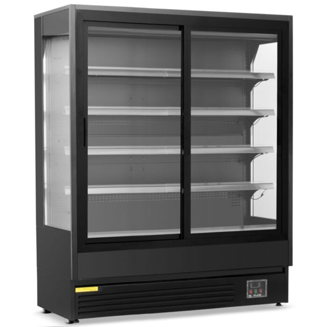 Blizzard 1.5m Multi Deck With Sliding Glass Doors Merchandiser Chiller | BTD150BKGDV2 Upright Double Glass Door Chillers Blizzard