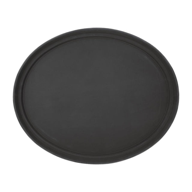 Olympia Kristallon Polypropylene Oval Non-Slip Tray Black 685mm - C162  Olympia   