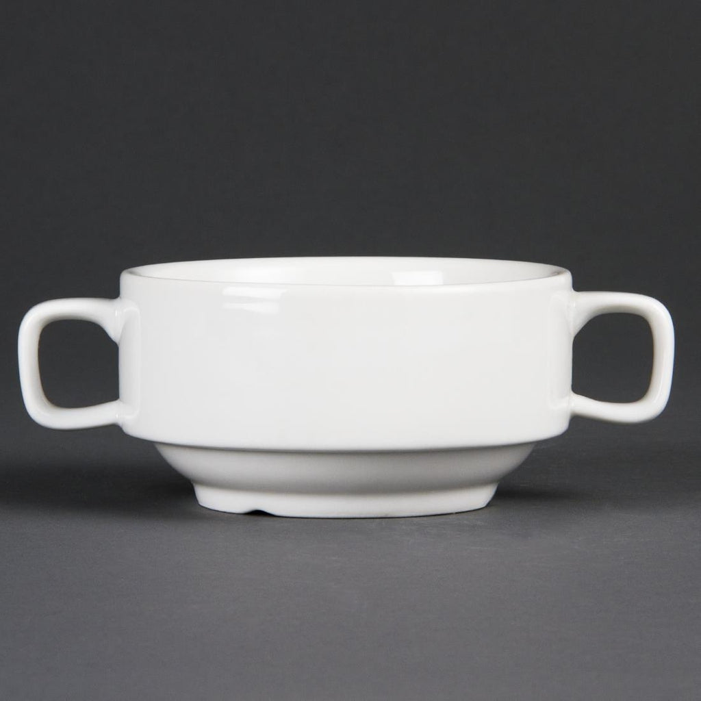 Olympia Whiteware Soup Bowls With Handles 400ml (Pack of 6) - C239 Bowls Olympia
