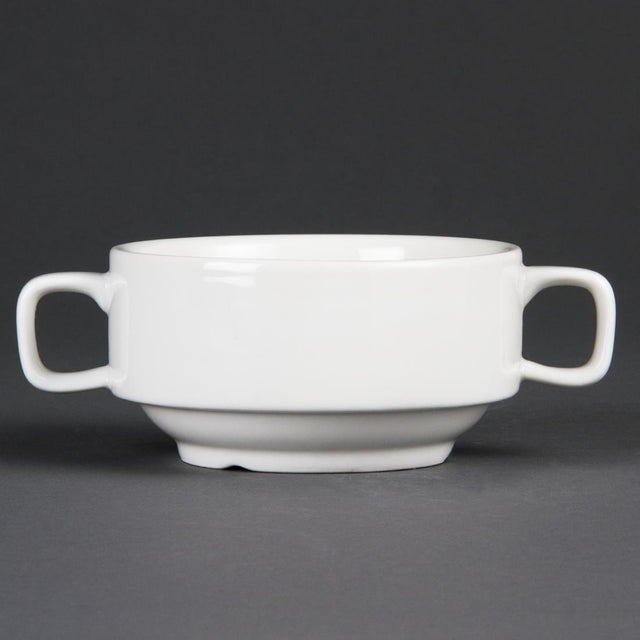 Olympia Whiteware Soup Bowls With Handles 400ml (Pack of 6) - C239 Bowls Olympia