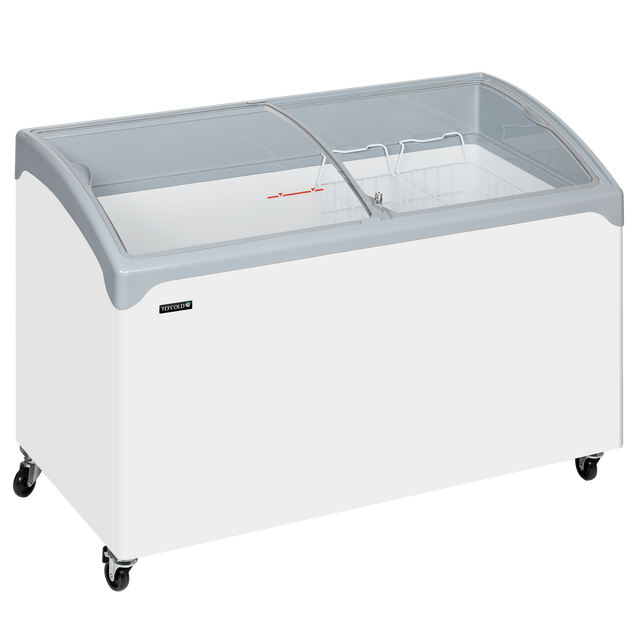 Tefcold Sliding Curved Glass Lid Chest Freezer - NIC400SCEB LED  Tefcold   