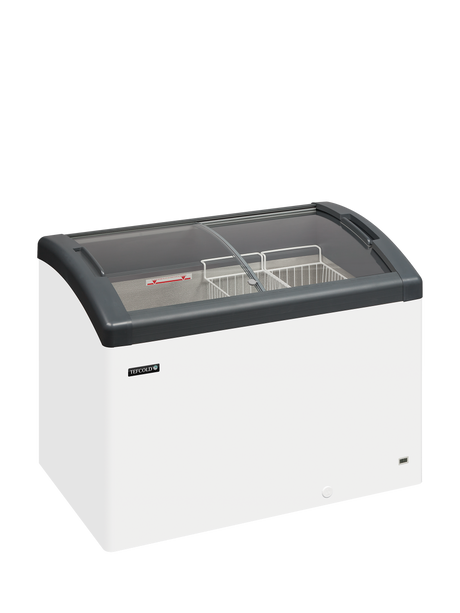 Elcold Sliding Curved Glass Lid Chest Freezer - FOCUS 106 GREY Display Chest Freezers Elcold   