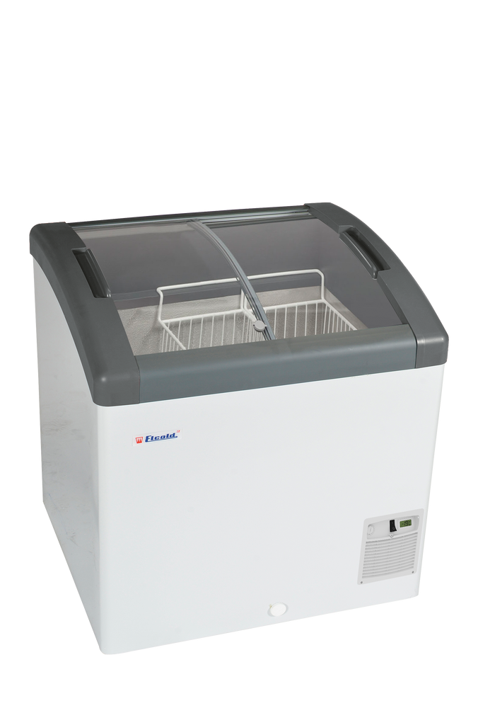 Elcold Sliding Curved Glass Lid Chest Freezer - FOCUS 73 Display Chest Freezers Elcold   