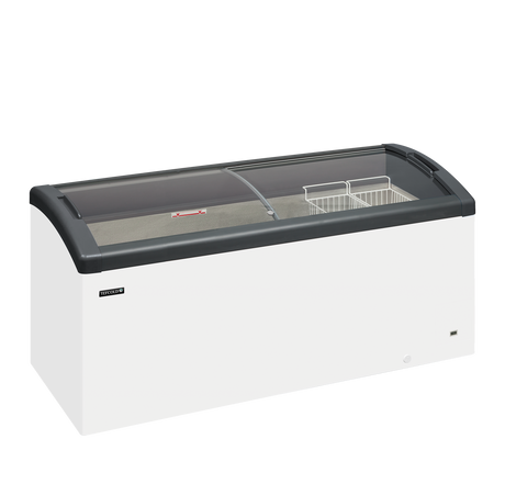 Elcold Sliding Curved Glass Lid Chest Freezer - FOCUS 171 GREY Display Chest Freezers Elcold   