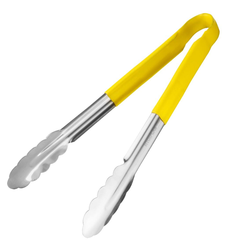 Hygiplas Colour Coded Yellow Serving Tongs 300mm - CB157  Hygiplas   